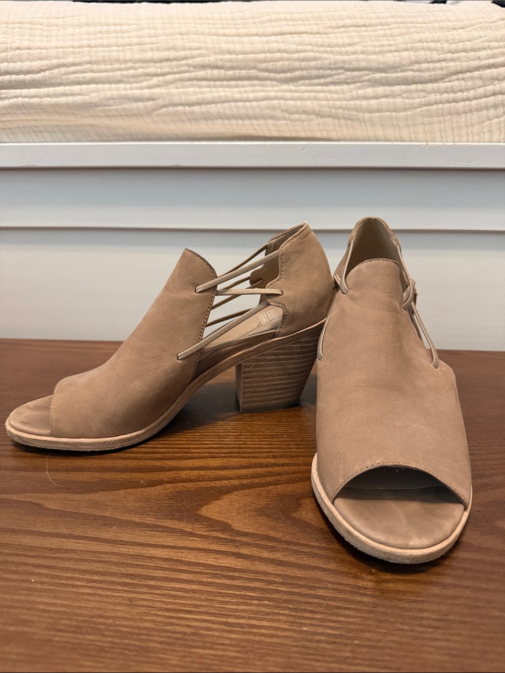 Women’s Taupe Peep-Toe Block Heel Sandals